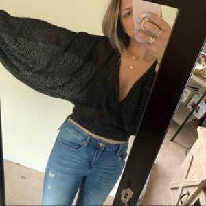 Lulu’s Hayleigh sparkly top with balloon sleeves